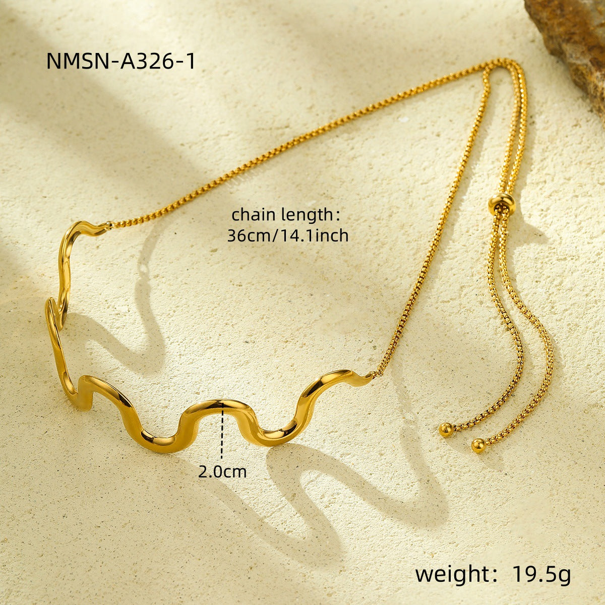 Titanium steel wave necklace bracelet 18K gold stainless steel jewelry set